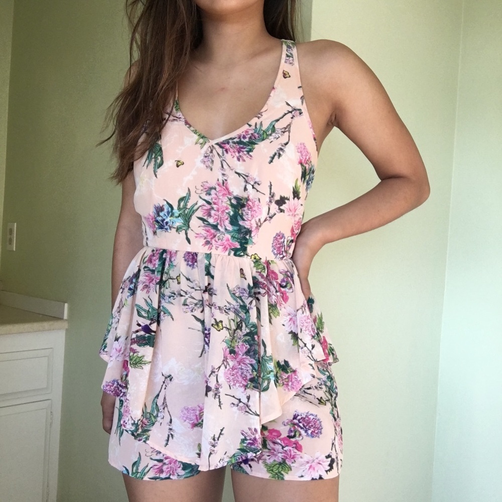 Pink Floral Romper